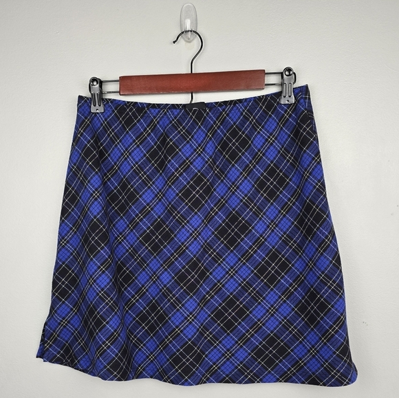 MY MICHELLE Plaid‎ Mini Skirt Blue Black Womens Size L Schoolgirl Academia - Picture 1 of 8
